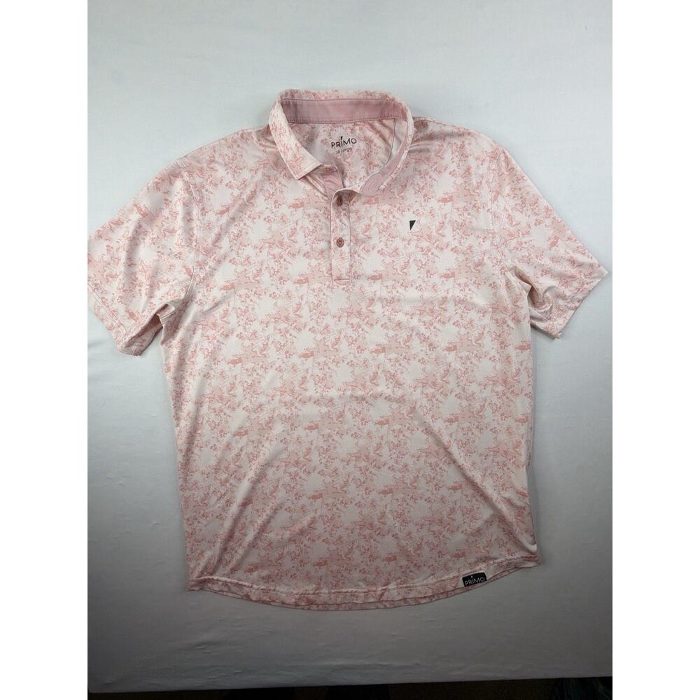 Primo Shirt Adult Extra Large Pink White Polo Golf Performance Stretch Mens XL